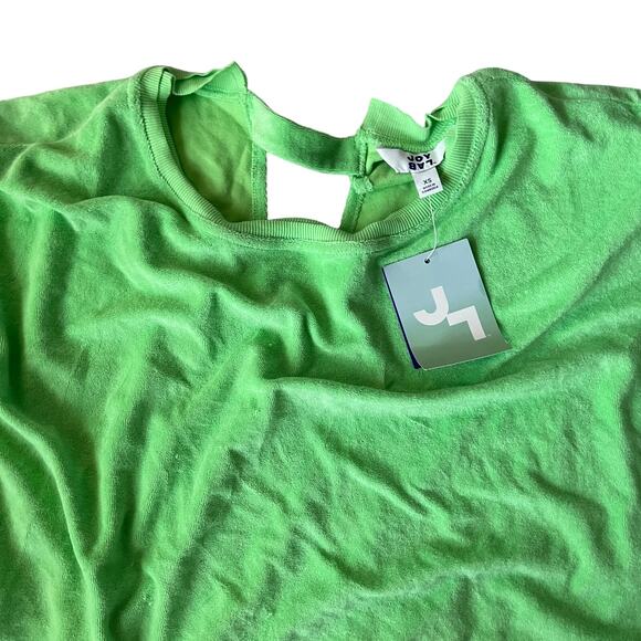 JoyLab Women's Bright Green Open Back Terry Cloth Sweatshirt - Size XS - NWT - Picture 2 of 8